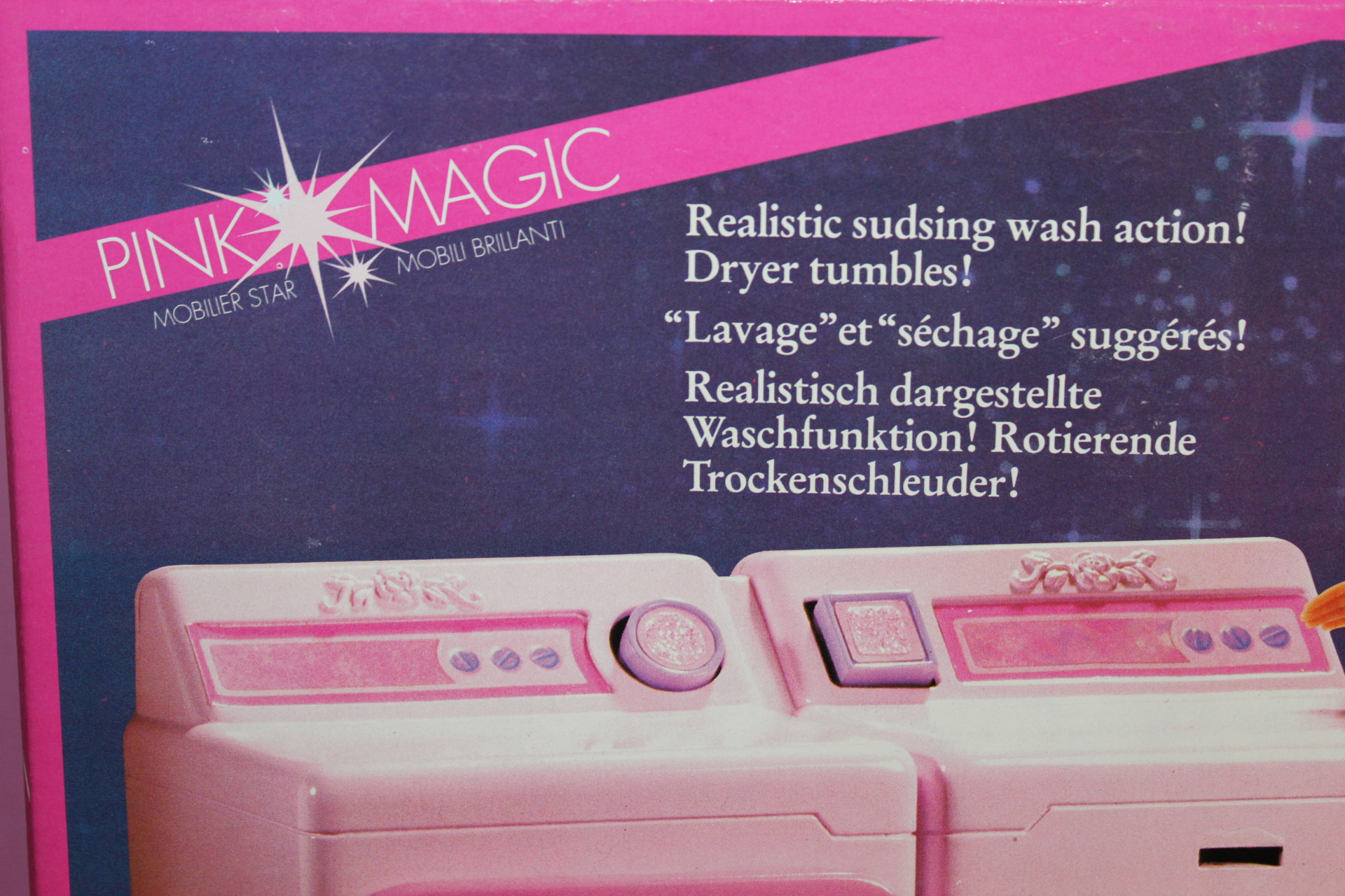 Vintage 2000's Barbie Accessory - Pink Wind Up Washing Machine